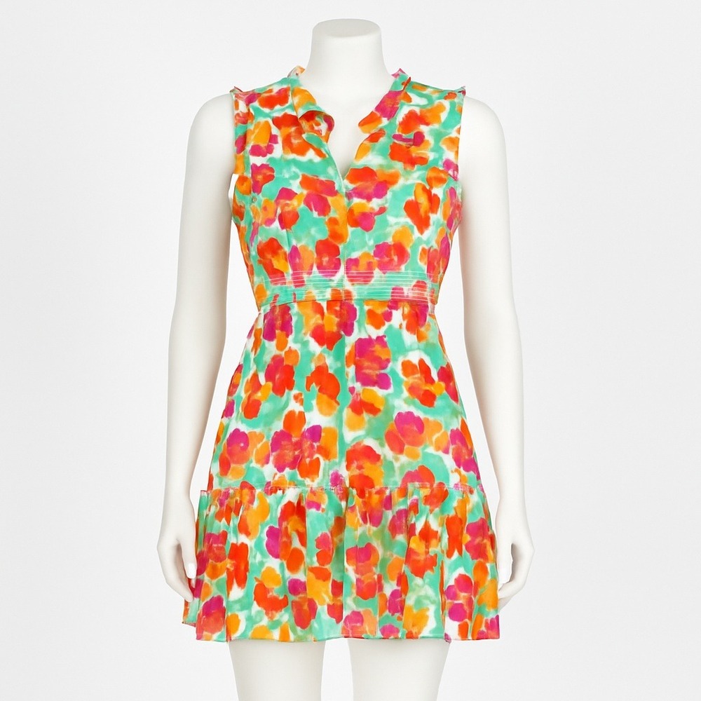 Cabi Spirit Dress Womens Small Floral Ruffle Sleeveless Summer Party Bohemian